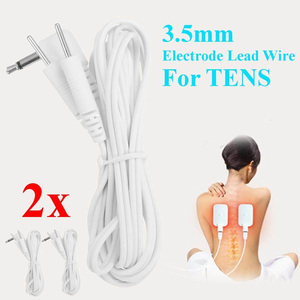 2X 3.5mm Replacement Electrode Pads Lead Cable Wire Connection For Tens Massager