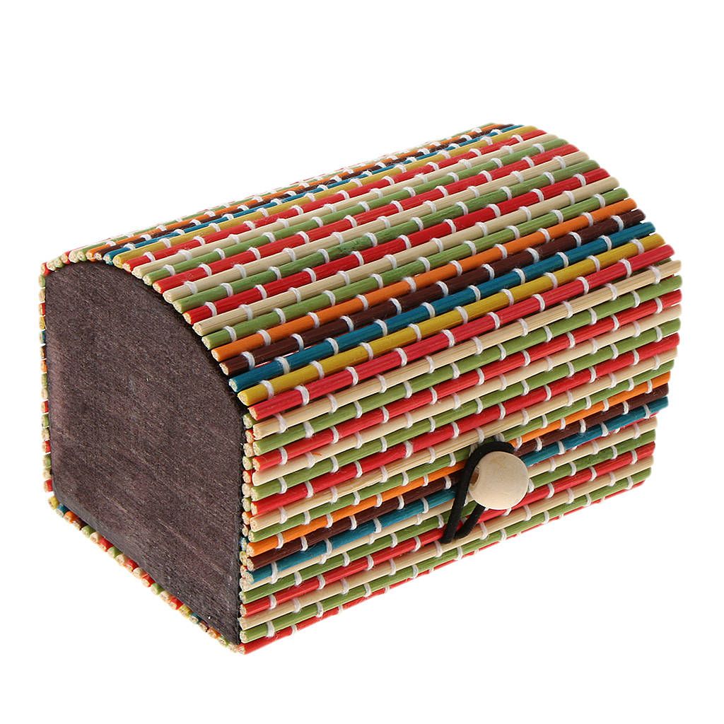 Bamboo Wood Handmade Jewelry Trinkets Organizer Box Case Colorful
