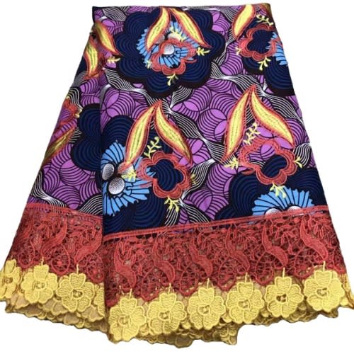 Ankara With Lace - 6 Yards - Multicolor