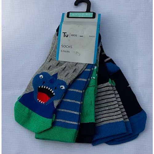 Boys Shark Socks - 5 In 1