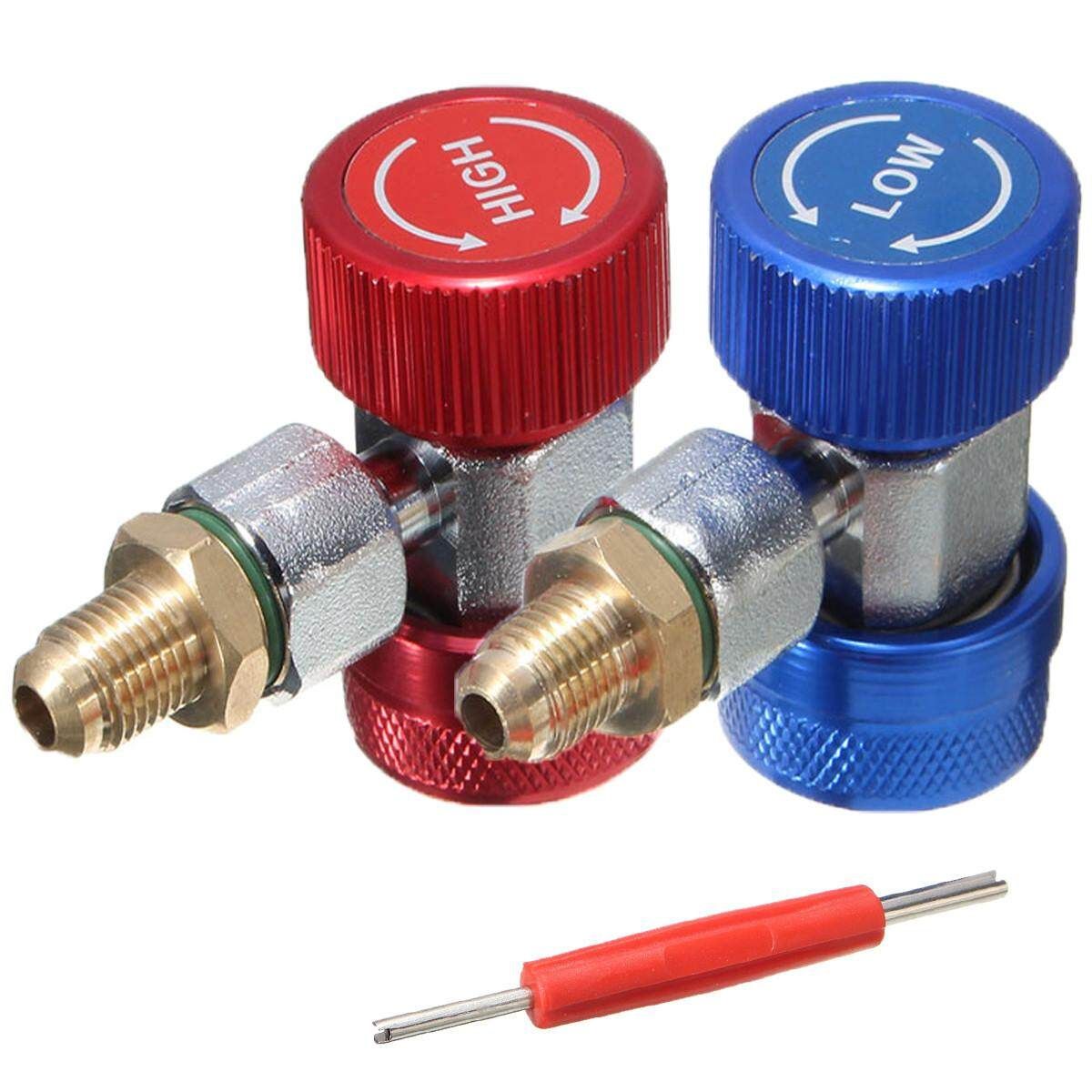 Adapter R134A Quick Coupler 90&deg; Low And High Side AC Manifold Extractor Valve Core