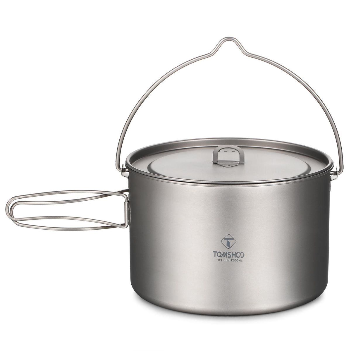 TOMSHOO Titanium Pot 750ml/900ml/1100ml/1600ml/2000ml/2800ml Ultralight Hanging Pot with Lid and Foldable Handle Outdoor Camping Backpacking Cooking Picnic