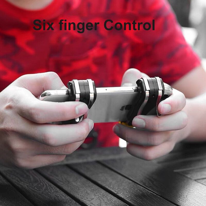 KKJ F21 Six Finger Controller Gamepad Shooting Trigger Joysticks For IOS Android Phone PUBG Mobile Games A Pair