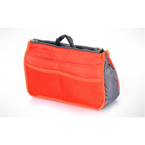 Double Zipper Cosmetics Organizer Bag - Orange