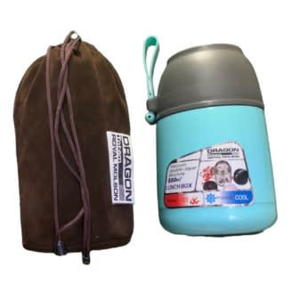 Dragon Stainless Steel Double Wall Vacuum Food Flask - 550ml - Blue