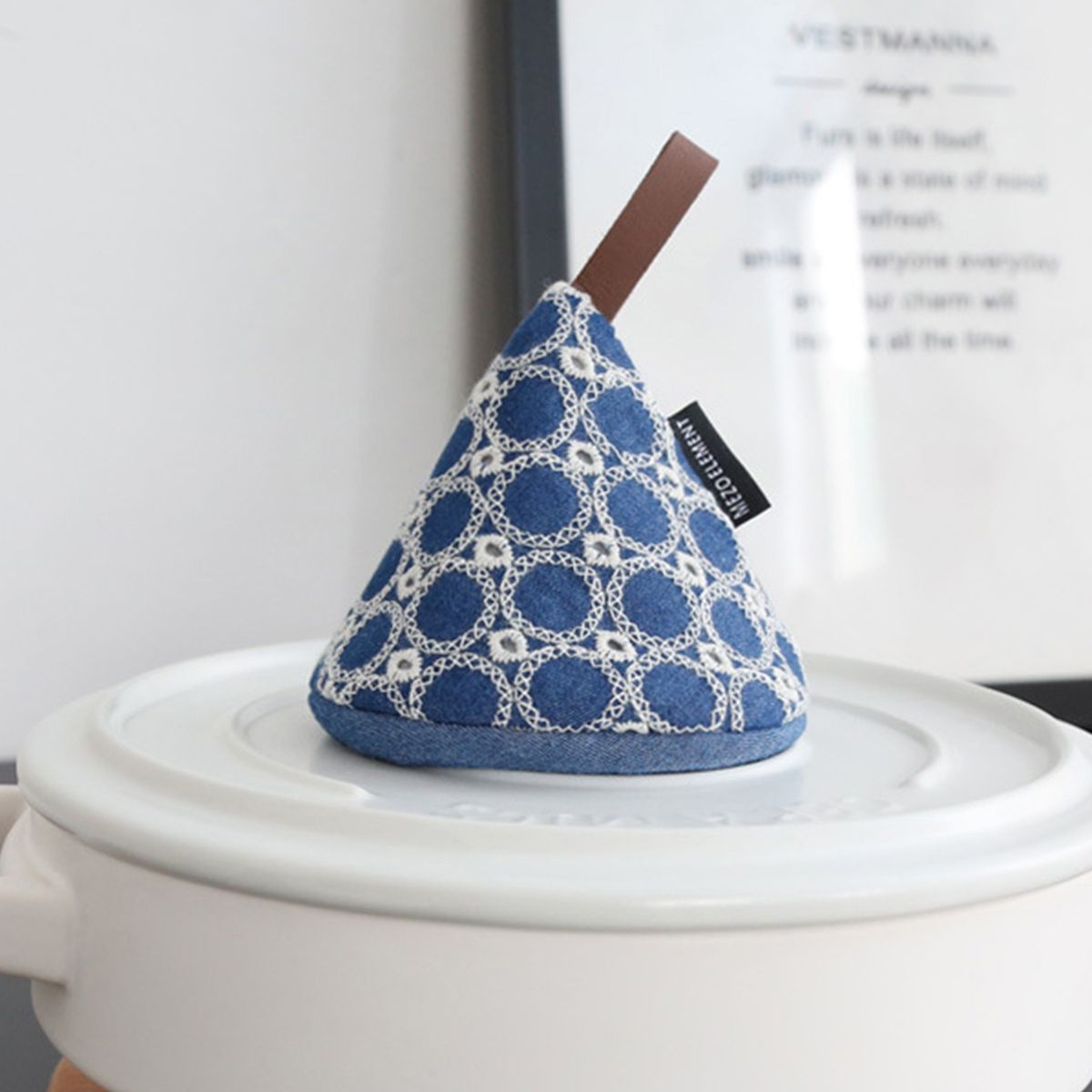 Pot Handle Mitt Triangle Cotton Handle Cover Kitchen Tool Dark Blue