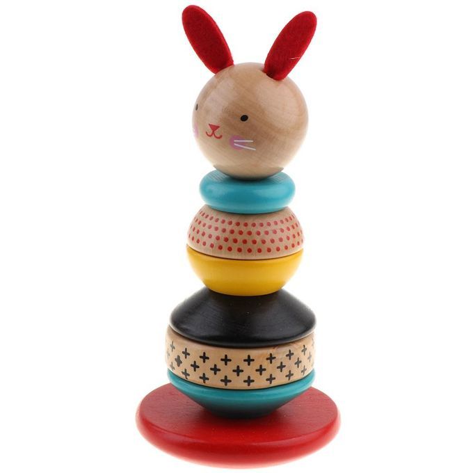 Wooden Blocks Toy For Kids Babies,  Tower Rabbit Tumbler Doll