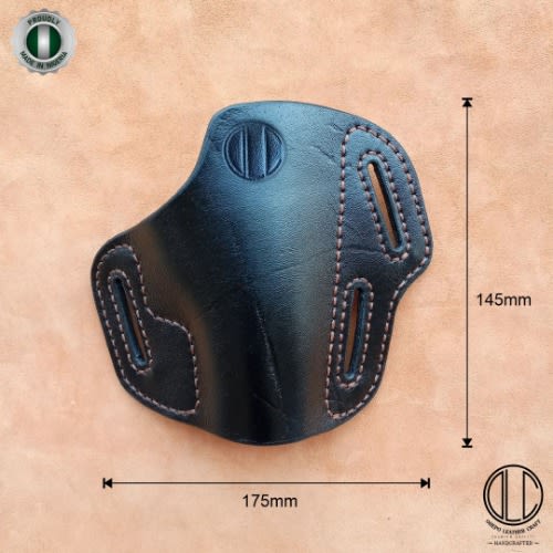 Handcrafted Pistol Holster - Right-Handed, Open Style - Black