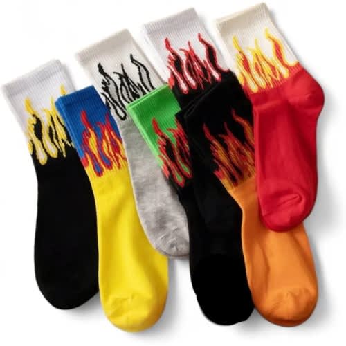 Unisex Flame Pattern Socks - 6 Pairs