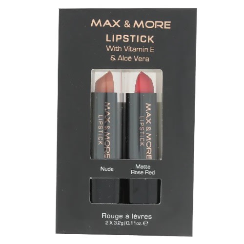 Max And More - Lipstick 2 Pack - Nude And Matte Rose Red