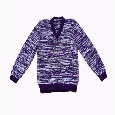 V-neck Wool Sweater Top - Purple