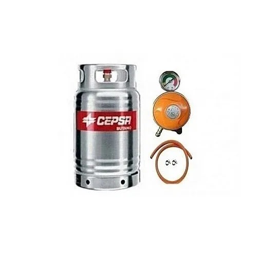 Cepsa Gas Cylinder With Metered Regulator + 2 Clip And 3 Yards Of Hose - 12.5kg