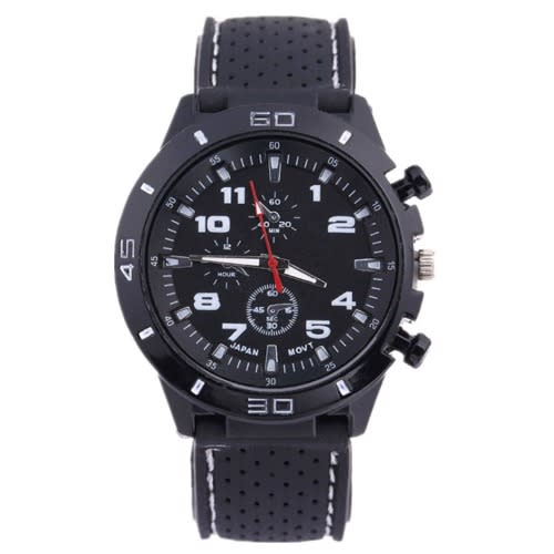 Quality Rubber Men Sports Quartz Wrist Watch Black