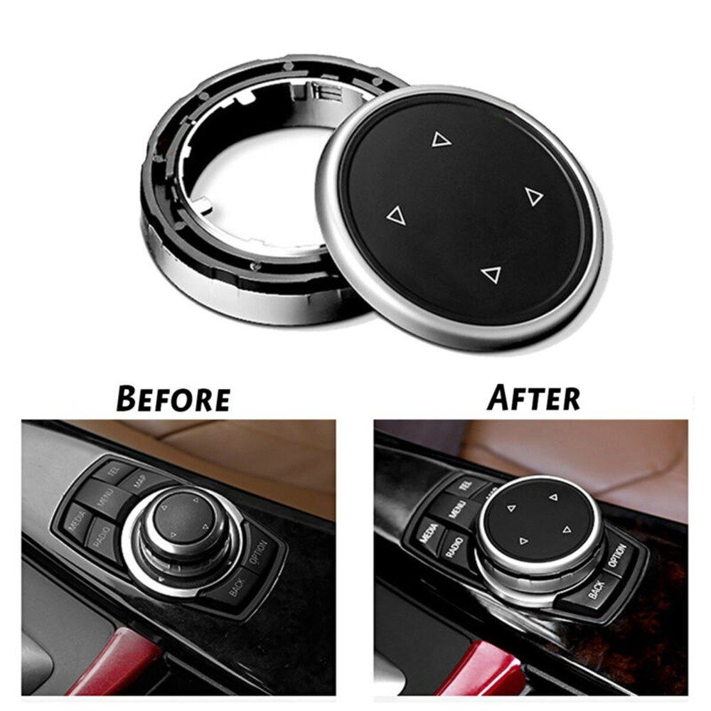 Car Black Big Multi Media Knob Cover Trim Button Replacement