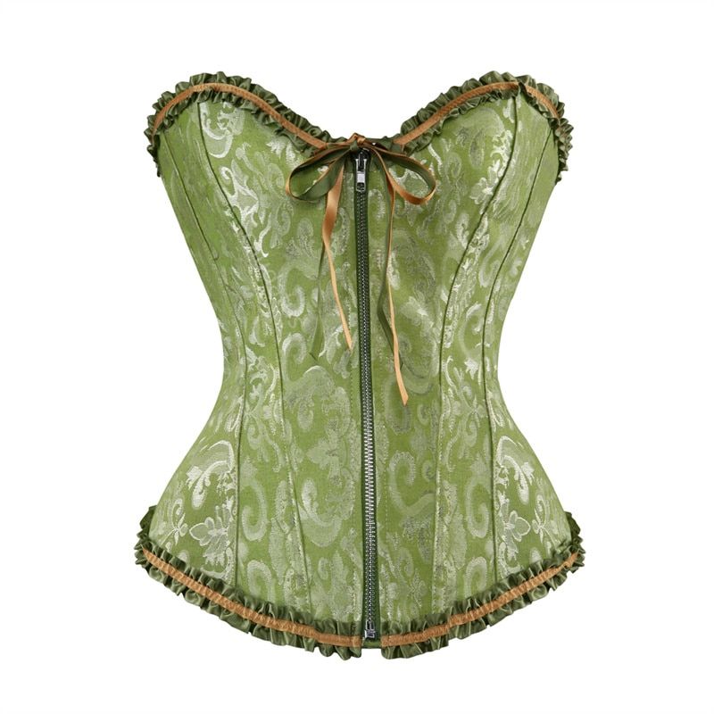 Corsets S Y Top Blouse With Zipper Red And Black Corset Costume-2550green