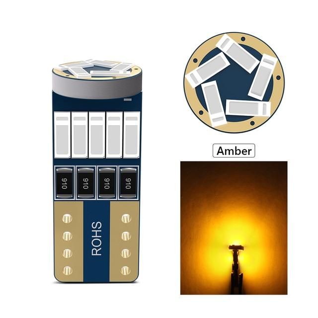 10pcs Canbus T10 W5W 168 194 LED Bulbs 15SMD 4014 Chips No Error Car License Plate Lights Reading Map Dome Lamp 12V 6000K White