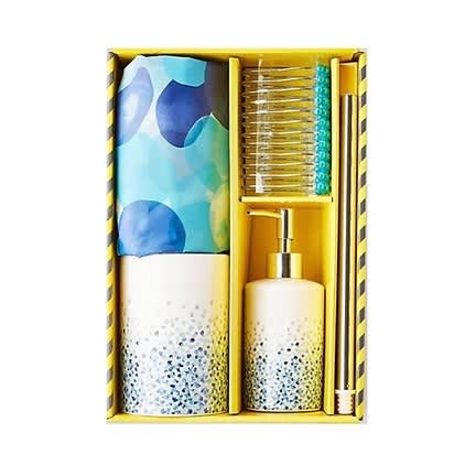 Noon East - Bathroom Gift Set - 15 Pieces -  Blue Confetti