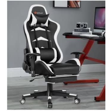 Trending Gaming Chair With Footrest- Black/white