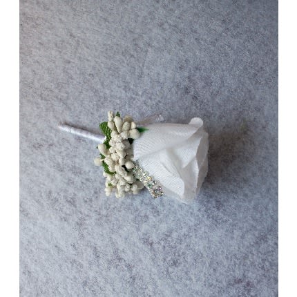 Wedding Boutonniere -Silver