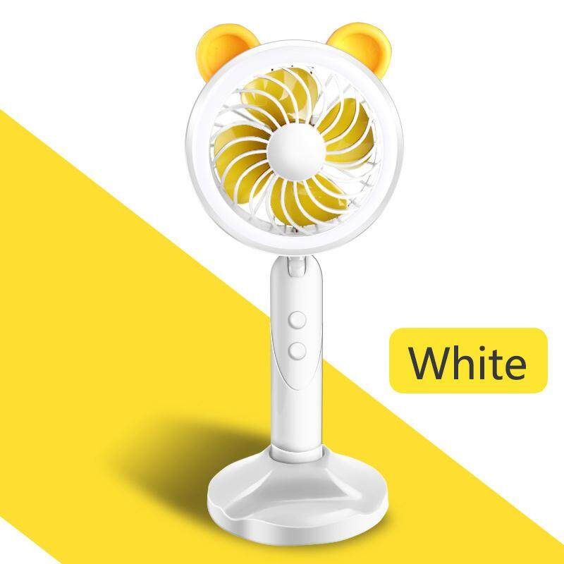 2-in-1 2 Speeds Portable USB Fan With LED Light White