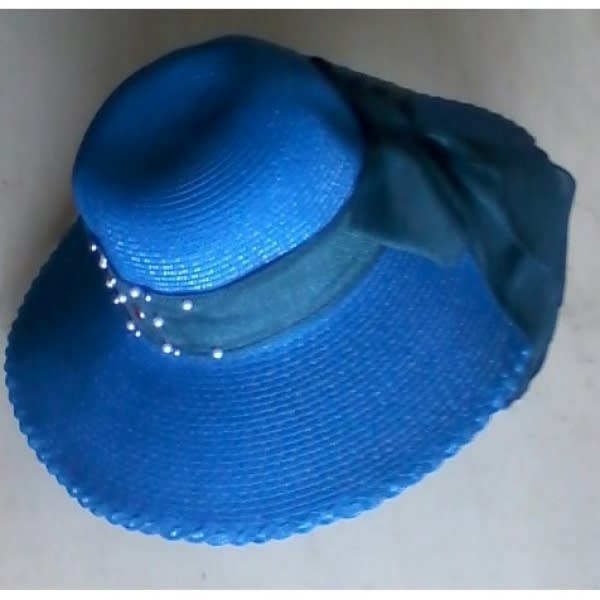 Blue Plain Straw Hat