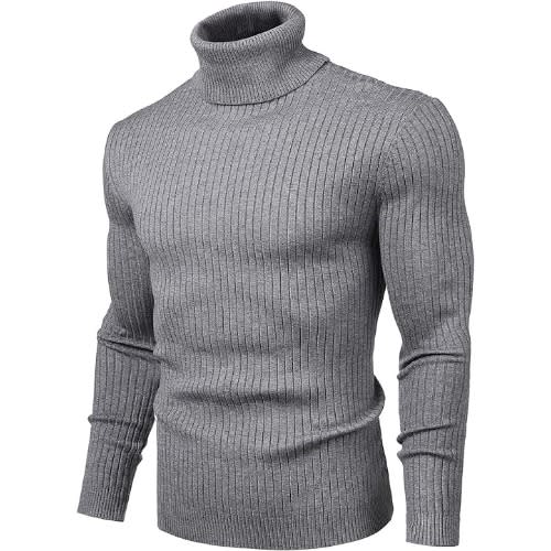 Mens Turtleneck Sweater Slim Fit - Grey