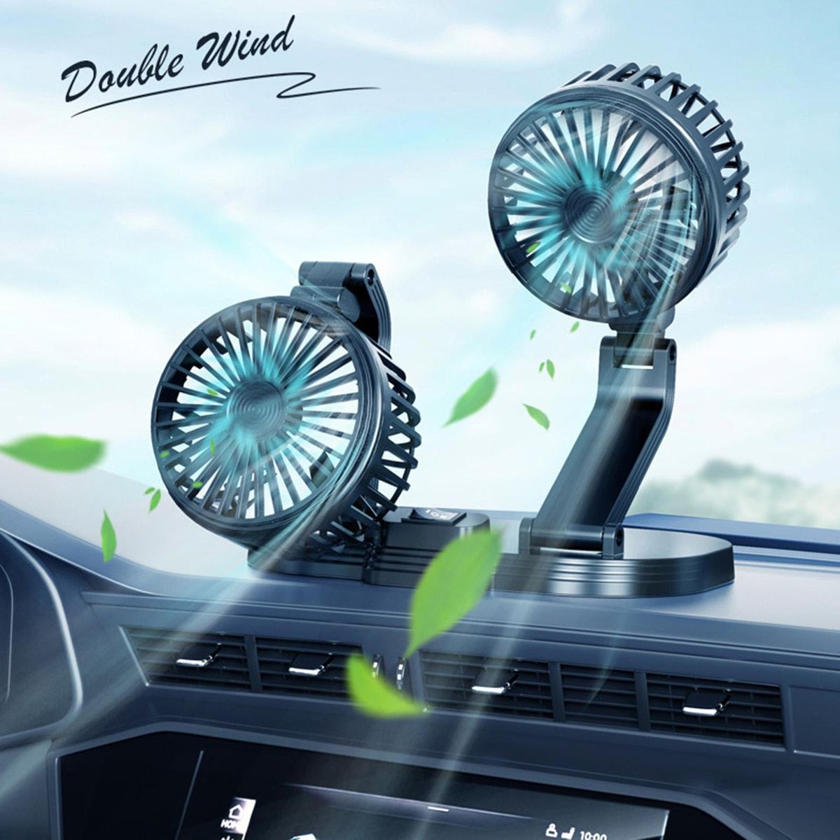 Car Dashboard Fan Adjustable Rotation Van Black