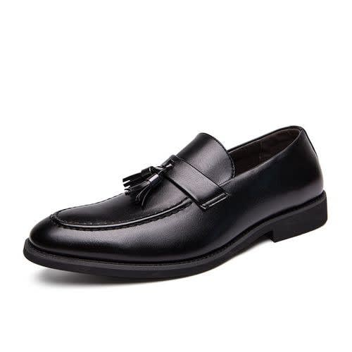 Men's Loafers With Tassel -  Black