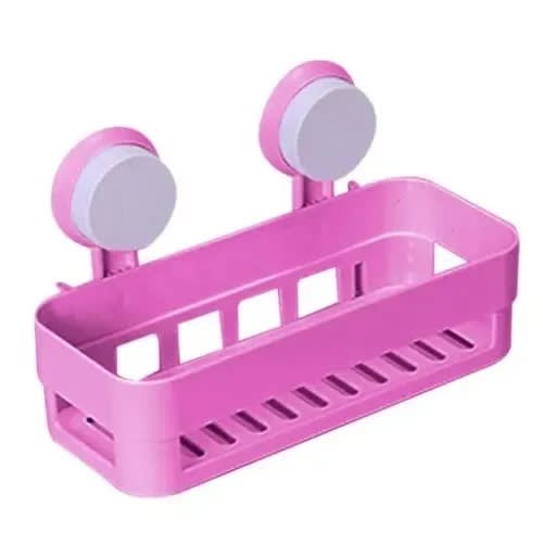 Plastic Suction Bathroom Shelf- Pink