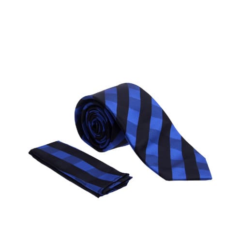 Check Tie & Pocket Square - Blue & Black