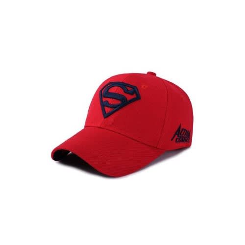Unisex Face Cap With Blue Superman Logo - Red