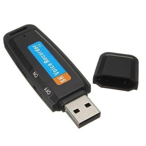 Mini Usb Flash Drive & Disk Digital Audio Sk Voice Recorder With Tf Card Slot - Black