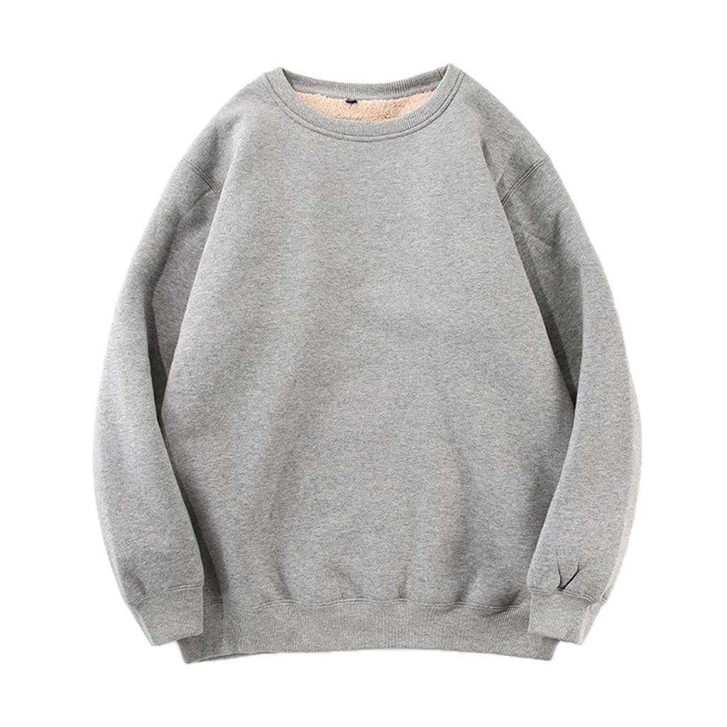 Plain  Velvet Thick Sweatshirt Sweat For Gray L
