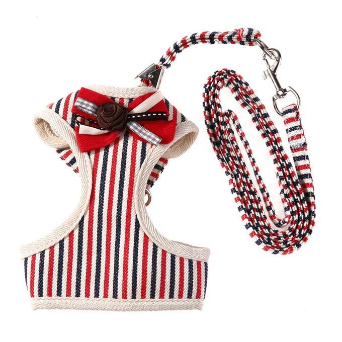 Pet  Hest Straps Breathable Vest Dog  Hest Ba K Tra Tion Rope Dog Leash Set-Red-S