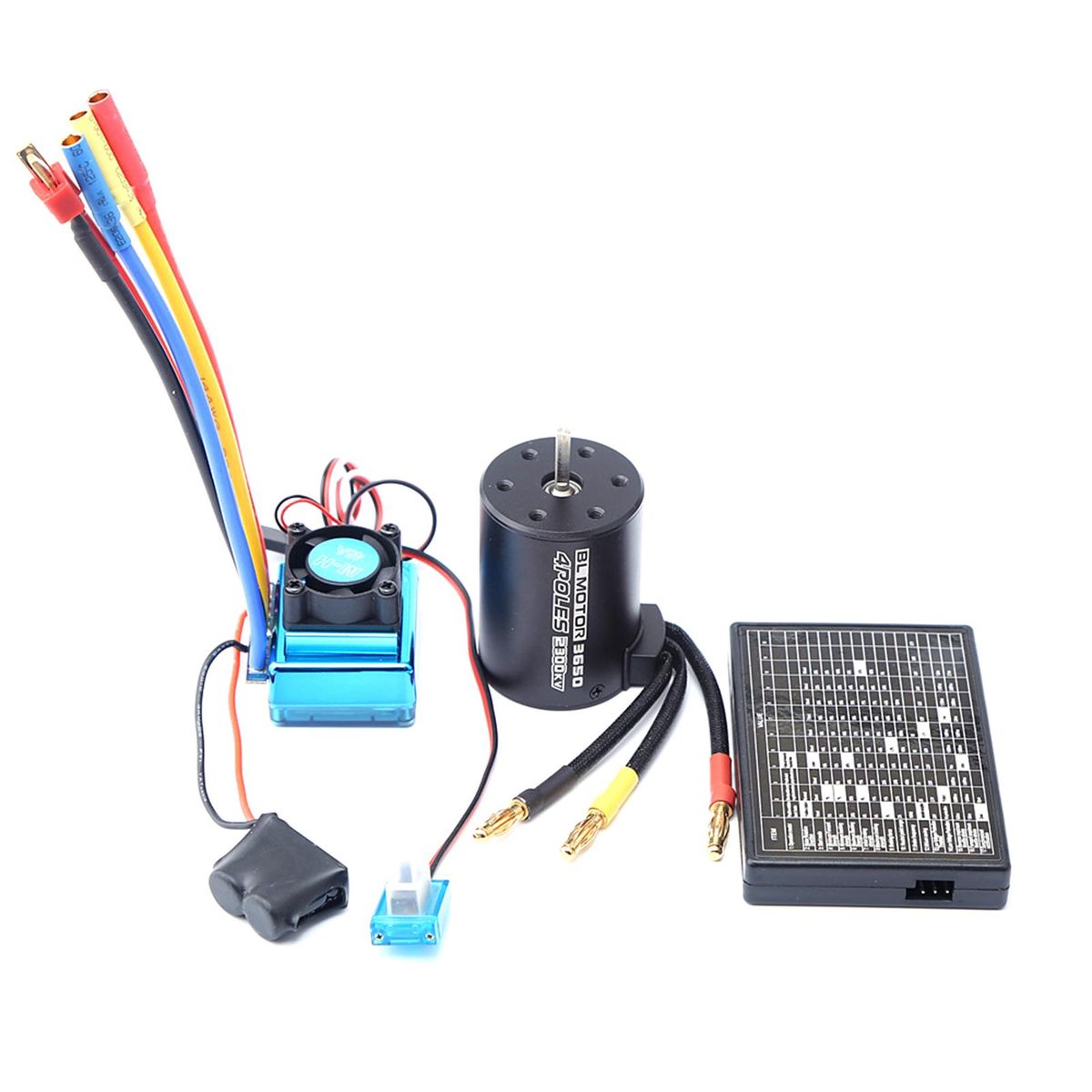 3650 Brushless Motor 2300KV Waterproof Motor 120A ESC Programming Card for 1/8 1/10 Remote Control Car Truck