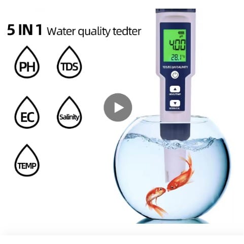 5 In 1 Water Quality Tester - TDS- SALINITY - EC - Temp - PH Meter