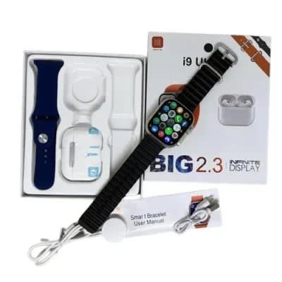 I9 Ultra Smart Watch With 2 Straps + Bluetooth Earphone