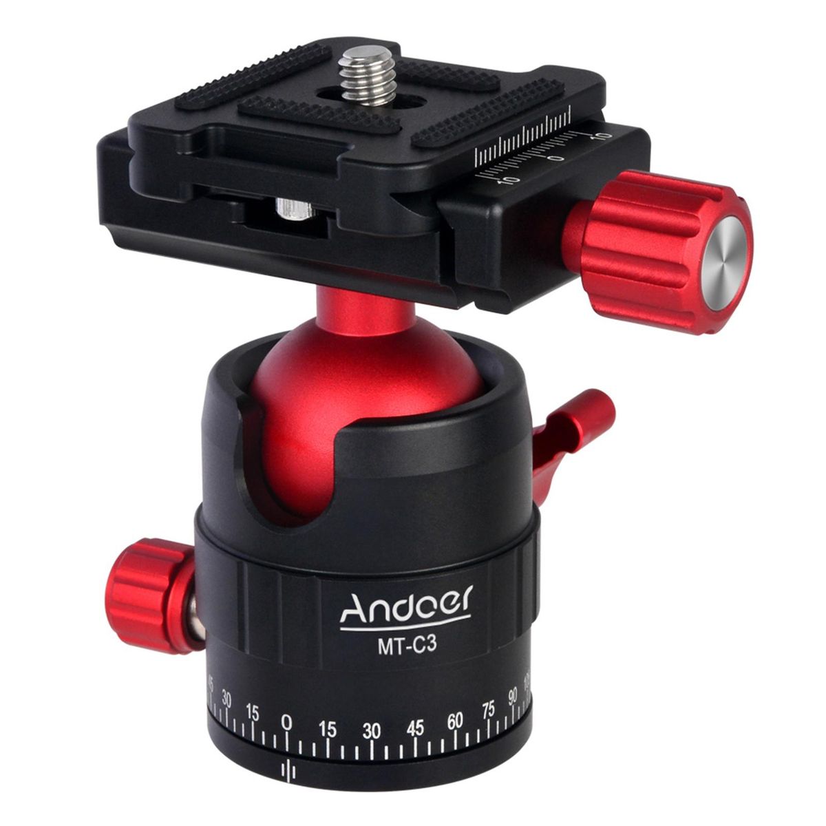 Andoer MT-C3 Compact Size Panoramic Tripod Ball Head Adapter 360&deg; Rotation Aluminium Alloy with Quick Release Plate