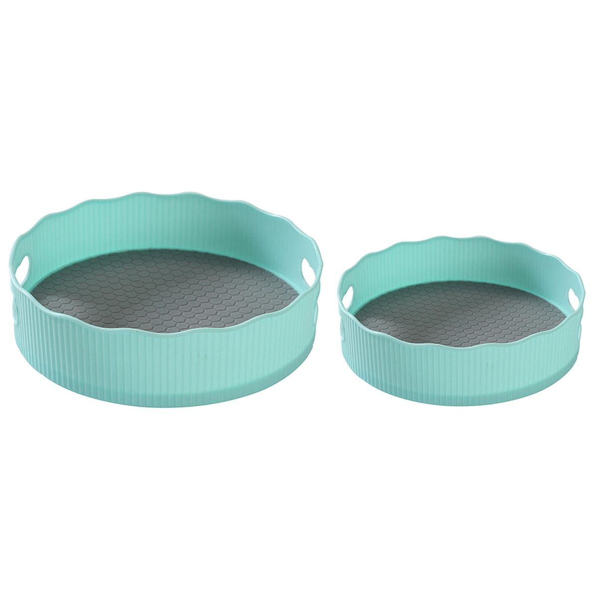 2 Pcs Organizer Plastic Without Assembly Turntable Storage Tray Blue