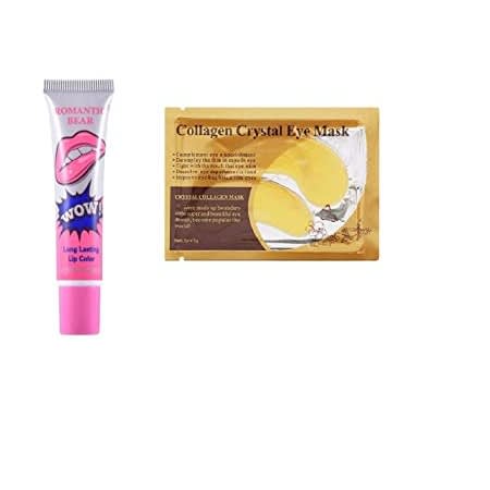 Rose Pink Wow Long Lasting Lip Gloss  Collagen Gold Eye Mask