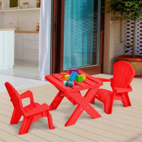 Garden Table And 2 Chair Set - Red