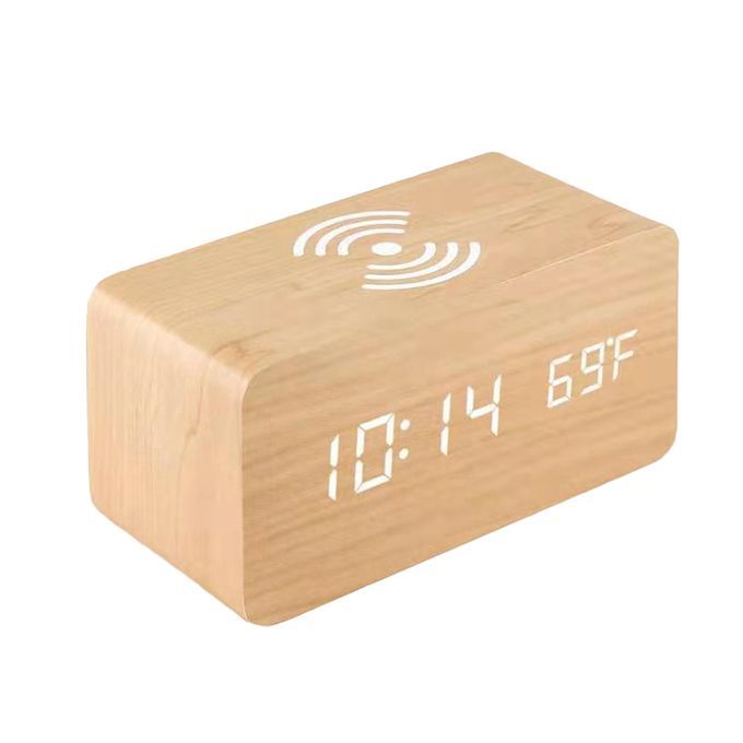 Digital Wooden Alarm Clock Electronic LED Time Display For