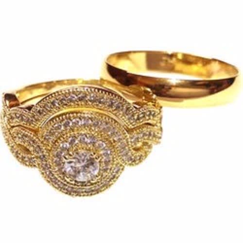 Sterling Gold Filled Wedding Ring Set- 3 Pieces