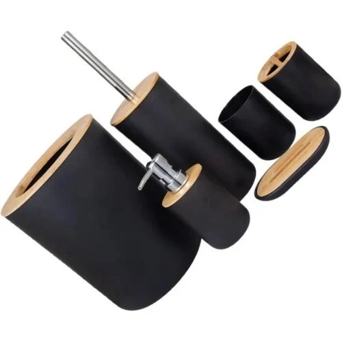 Bathroom & Toilet Accessories Set - 6pcs -black