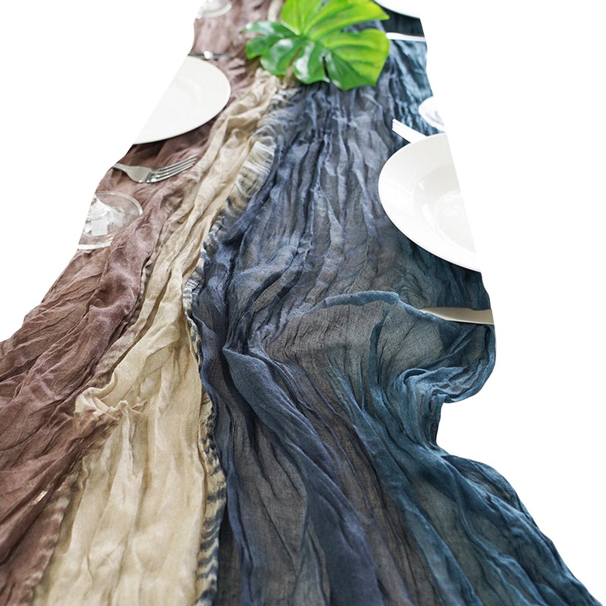 Table Cover Bohemian Style Cheesecloth Tablecloth Wedding Decor Blue