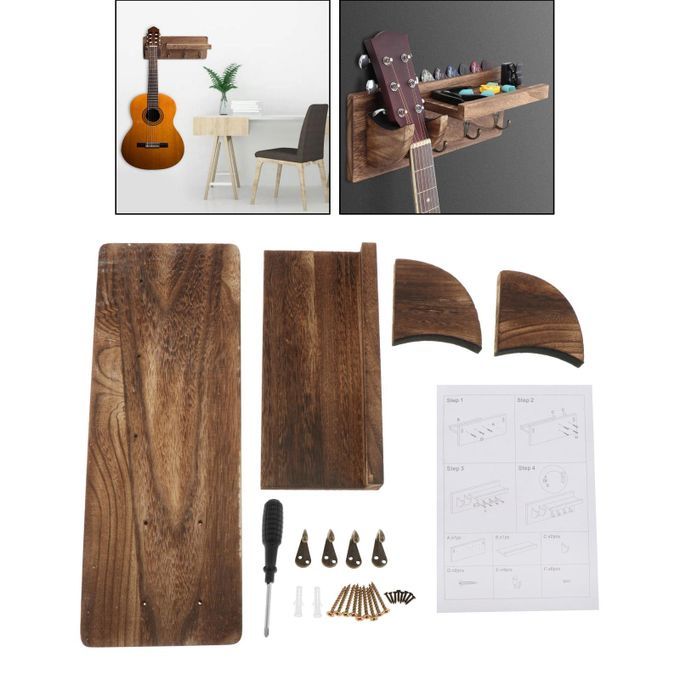 Vintage Wooden Wall Mounting Guitar Holder Stand Display Rack Wood