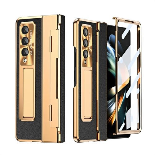 Ultra-thin Case Pu Leather Hard Pc Kickstand For Samsung Galaxy Z Fold 5