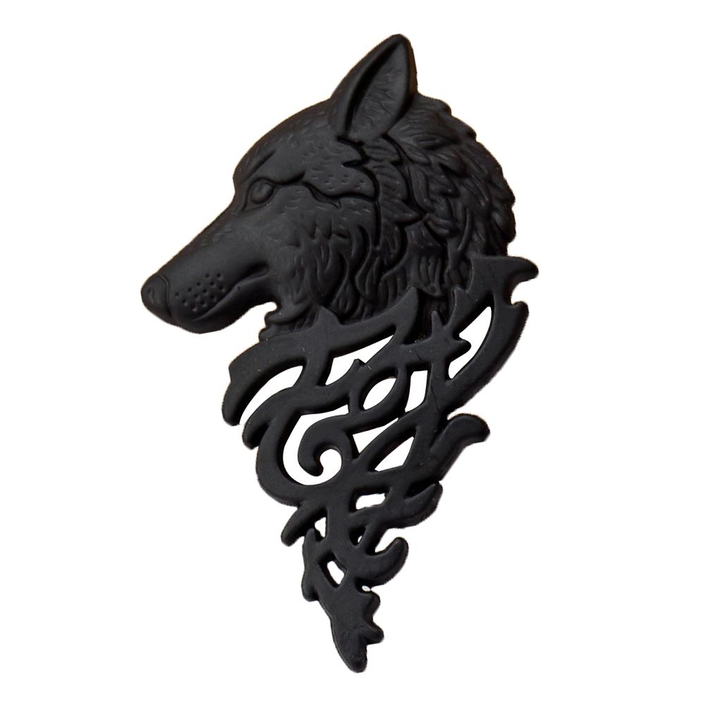 Vintage Women Men Wolf Lapel Brooch Pin Collar Jewelry-Black