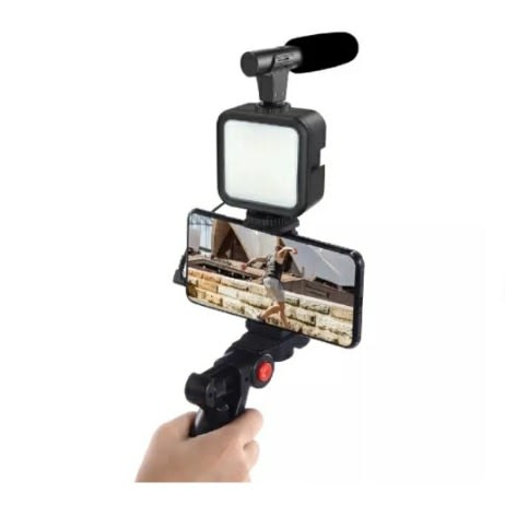 Video Making Kit - Video Light + Microphone + Phone Holder + Tripod