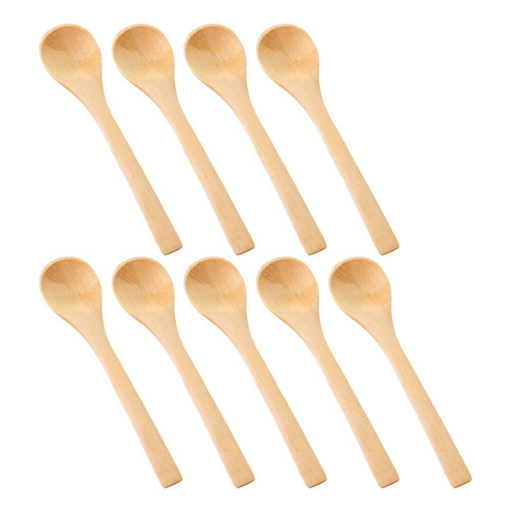 9Pcs Small Wooden Spoons Dessert Coffee Ice Cream Honey-